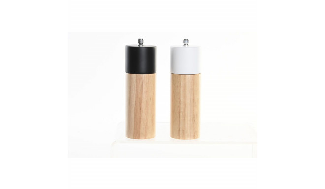 Salt and Pepper Set DKD Home Decor 5 x 5 x 16 cm Ceramic Black Rubber wood White (2 Units)