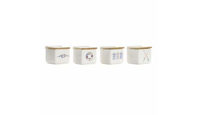 Salt Shaker with Lid DKD Home Decor Navy Multicolour Bamboo Dolomite 12,5 x 12,5 x 11,5 cm