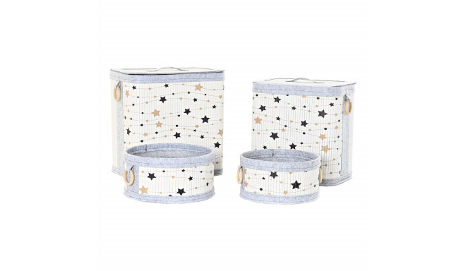 Korvide Komplekt DKD Home Decor Valge Must Hall Kuldne Bambus Tähed 41 x 31 x 42 cm 4 Tükid, osad