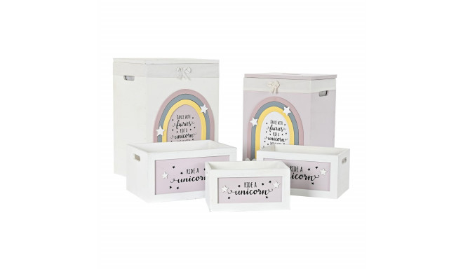 Korvide Komplekt DKD Home Decor Kollane Valge Hall Roosa Paulownia puit Laste 40 x 30 x 55 cm 5 Tüki