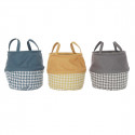 Laundry basket DKD Home Decor Houndstooth Polyester (28 x 28 x 28 cm) (3 Units)