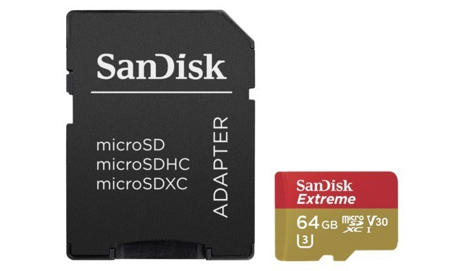SanDisk карта памяти microSDXC 64GB Extreme V30 A1 +  адаптер
