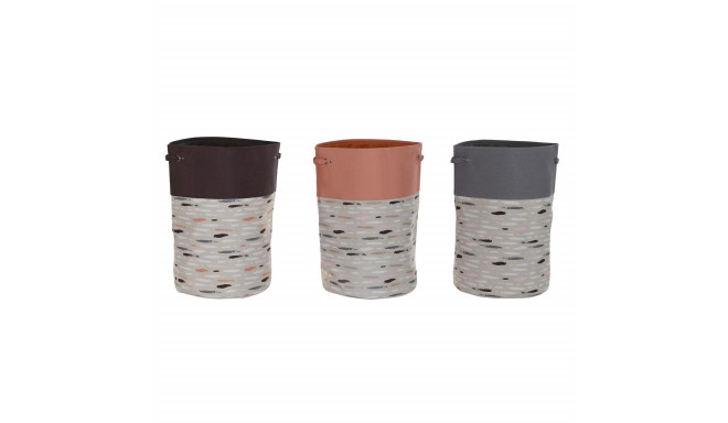 Laundry basket DKD Home Decor Grey Orange 40 x 40 x 60 cm (3 Units)