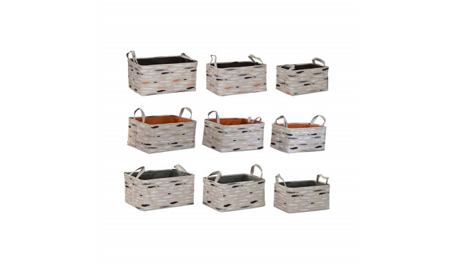 Basket set DKD Home Decor Brown Grey Orange 40 x 30 x 20 cm (3 Units)