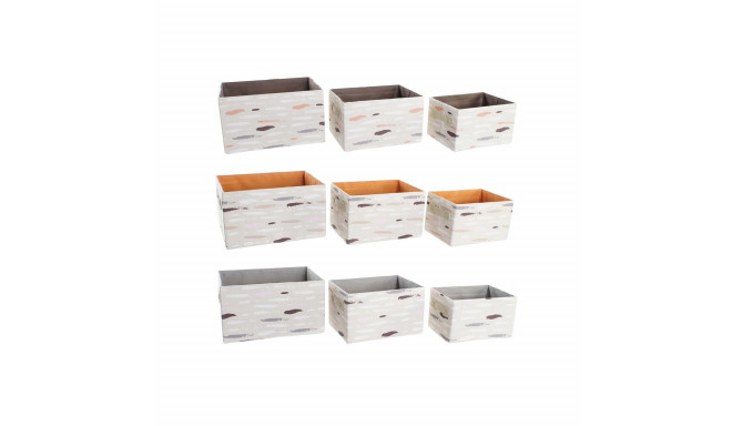 Basket set DKD Home Decor Brown Grey Orange 32 x 24 x 18 cm (3 Units)
