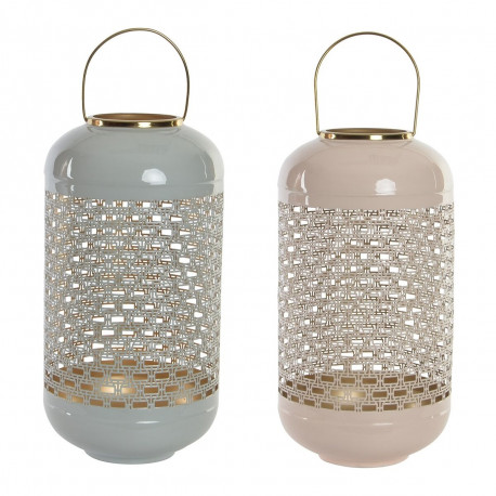 Svijećnjak DKD Home Decor 24 x 24 x 46 cm Sinine Roosa Alumiinium 24 x 24 x 56 cm (2 Ühikut)