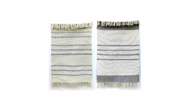 Carpet DKD Home Decor 200 x 290 x 0,75 cm Grey Polyester White Fringe Boho (2 Units)