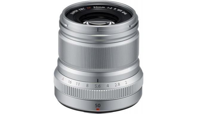 Fujinon XF 50mm f/2 R WR lens, silver