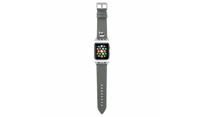 Karl Lagerfeld Saffiano Karl Head – Pasek do Apple Watch 42/44/45 mm (srebrny)