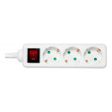 Earthed power strip DELTACO with power switch, 3x CEE 7/3, 1x CEE 7/7, child protected, 3m, white / 