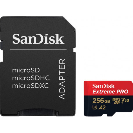 Sandisk memory card microSDXC 256GB Extreme Pro + adapter