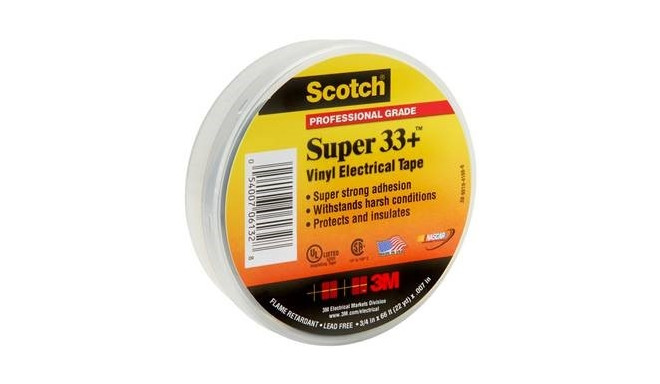 3M Scotch Super 33+ premium klassi teip 0,177mmx19mmx20m, must