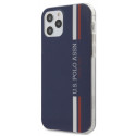 U.S. Polo USHCP12MPCUSSNV Tricolor Vertical Stripes ümbrisega ümbris Apple iPhone 12 / 12 Pro sinine