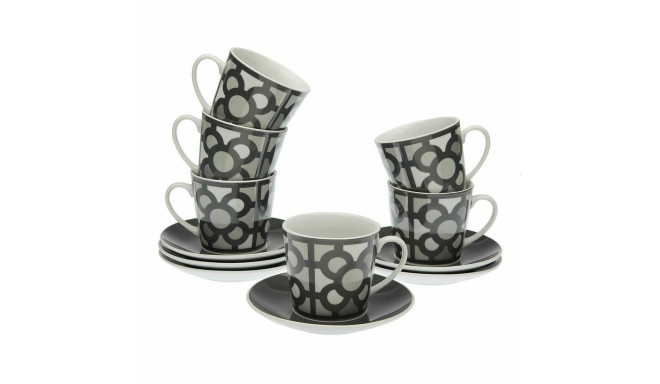 Set of 6 teacups with plates Versa Urbana Porcelain 9 x 14 x 14 cm 10,5 x 8 x 6 cm 14 x 14 x 2 cm