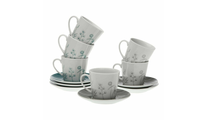 Komplekts 6 tējas tasītes ar apakštasītēm Versa Nomma Porcelāns 9 x 14 x 14 cm 10,5 x 8 x 6 cm 14 x 