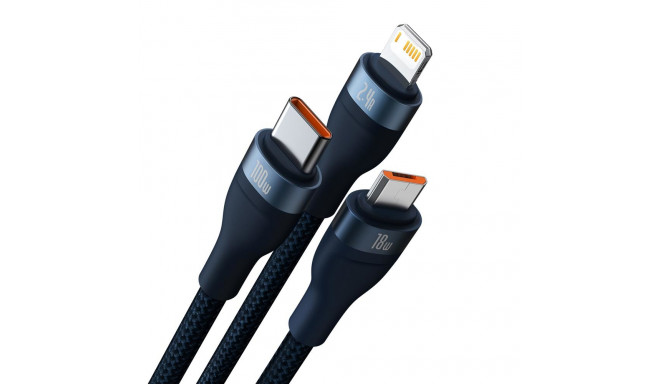 Baseus cable 3in1 Flash II USB - Lightning + USB-C + microUSB 1,2 m 3,5A blue