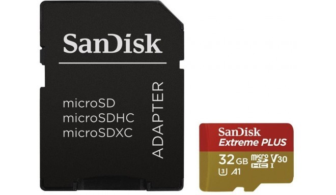 SanDisk mälukaart microSDHC 32GB Extreme Plus A1 + adapter