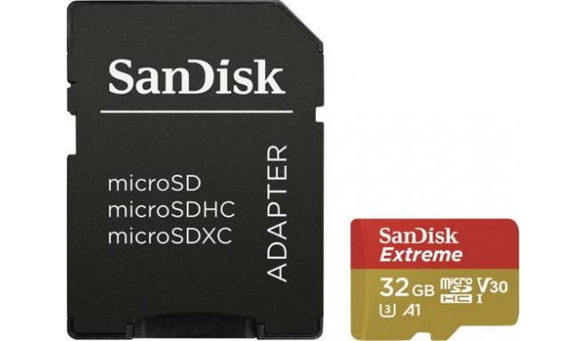 SanDisk карта памяти microSDHC 32GB Action Extreme A1 + адаптер