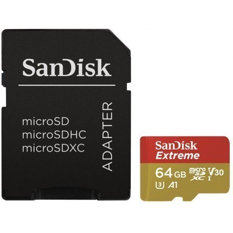 SanDisk atmiņas karte microSDXC 64GB Action Extreme A1 + adapteris