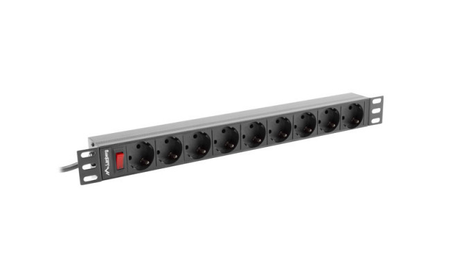 LANBERG 19" PDU 1U 9x Schuko riiuli toiteplokk