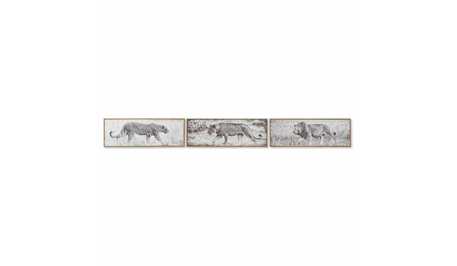 Glezna DKD Home Decor 92,5 x 3,5 x 32 cm Koloniāls Džungļi (3 Daudzums)