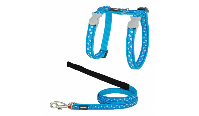 Cat Harness Red Dingo Style Turquoise Star White Strap