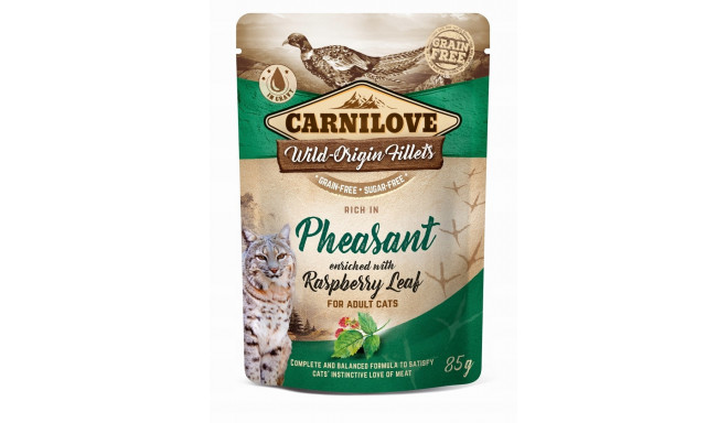 CARNILOVE CAT POUCH Wet cat food Pheasant, Raspberry Leaf 85 g