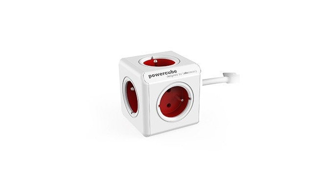 Allocacoc PowerCube voolujaotur 1,5 m 5 AC pistikupesa siseruumides punane, valge