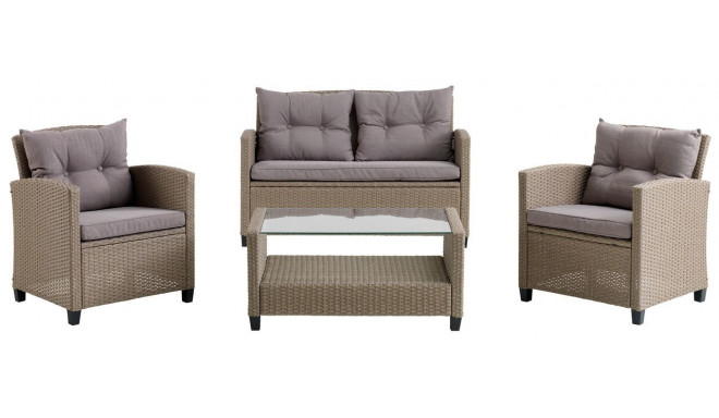 Jysk MORA 3700023 4-seater garden sofa set (sofa + table + 2 x armchair) natural colour