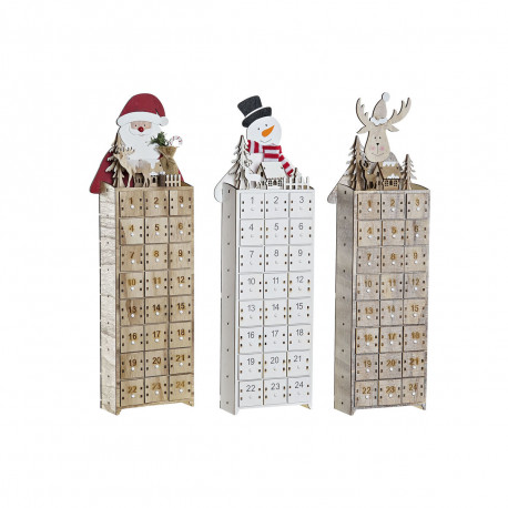 Advent Calendar DKD Home Decor Wood Father Christmas Reindeer (19,5 x 8 x 57 cm) (3 Units)