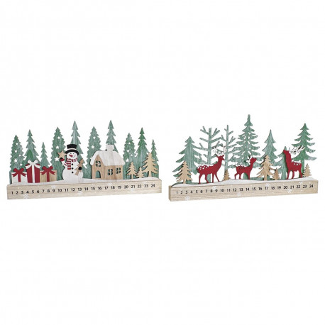 Adventes kalendārs DKD Home Decor Koks Ziemeļbrieži (40 x 4 x 22 cm) (2 gb.)