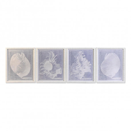 Glezna DKD Home Decor Stikls Gliemežvāks 50 x 2 x 60 cm 50 x 60 x 2,5 cm (4 Daudzums)