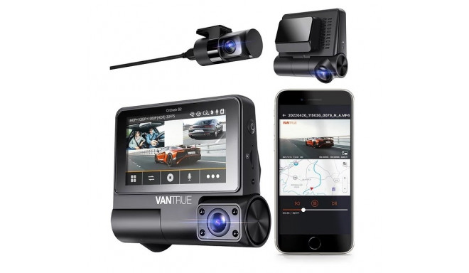 Vantrue S2 3CH video recorder (front + interior + rear)