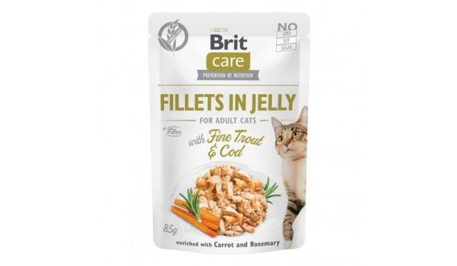 BRIT Care fileed tarretises - forelli- ja tursafilee tarretises - märg kassitoit - 85 g