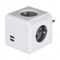 Allocacoc PowerCube Original 4 sockets 2xUSB, white/grey
