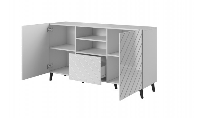 ABETO kummut 150x42x82 valge läikiv