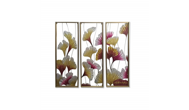 Canvas DKD Home Decor 3 Pieces Tropical Leaf of a plant (122 x 3 x 122 cm)