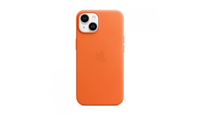 Apple kaitseümbris iPhone 14 Leather Case with MagSafe, orange