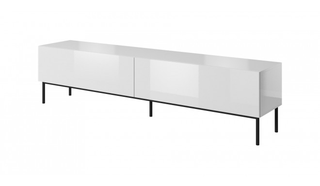 RTV SLIDE cabinet on black steel frame 200x40x50 cm all in gloss white