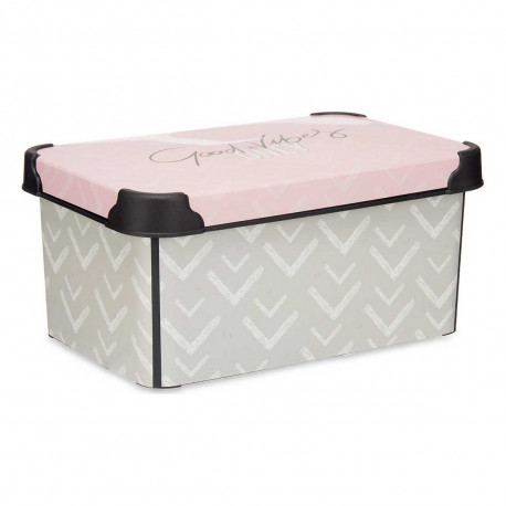 Storage Box Kipit STYLE BOX-5L-1 Vibes Pink Plastic Printed 5 L