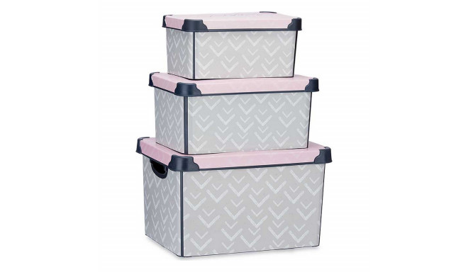 Set of Stackable Organising Boxes Vibes 3 Pieces Plastic