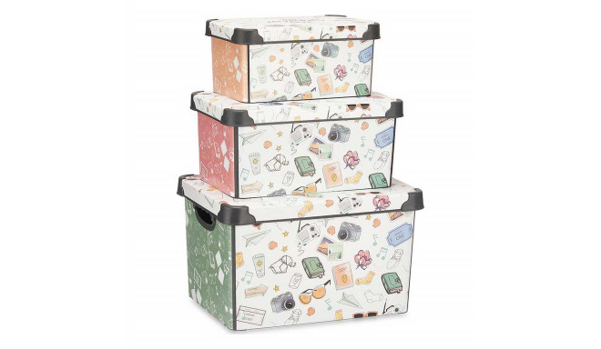 Set of Stackable Organising Boxes Kipit Memories Plastic 29 x 23,5 x 39 cm