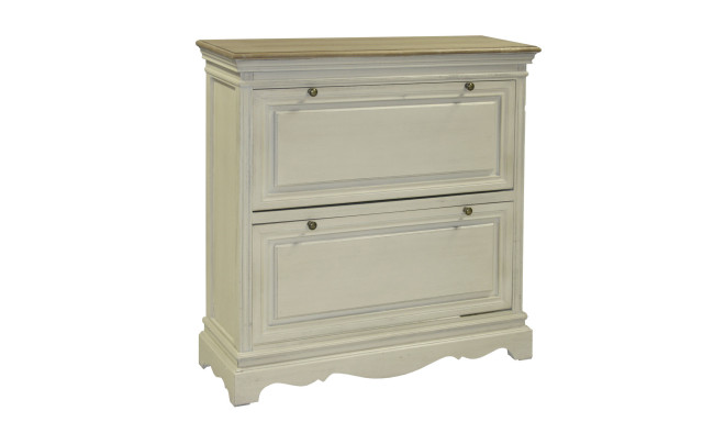 Shoe cabinet SAMIRA 92,5x32xH97cm, antique white/natural