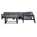 Garden furniture set FELINO corner sofa, 2 tables, black