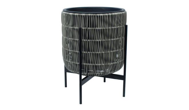 Planter WICKER with stand 38x38xH49cm, grey