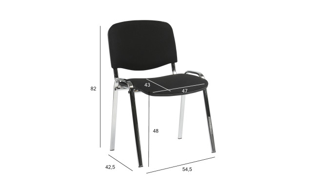 Klienditool ISO, 54,5x42,5xH82cm, iste: kangas, värvus: must, raam: kroomitud