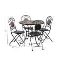Aiamööbli komplekt MOSAIC laud D90xH70cm, 4 tooli (38666) 36x36xH93cm, mosaiikplaat: tumehall/pruun 