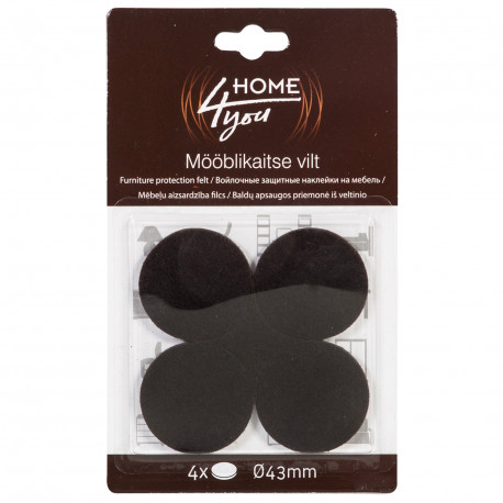 Mööblikaitse vilt D43mm x 4tk, must