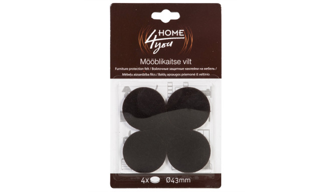 Mēbeļu aizsardzība filcs D43mm x 4gab, melns