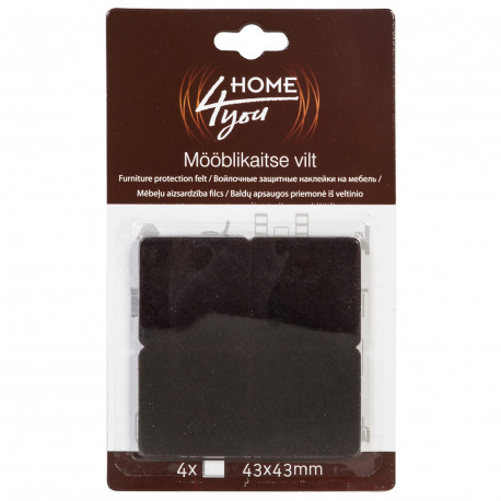 Mēbeļu aizsardzība filcs 43x43mm x 4gab, melns